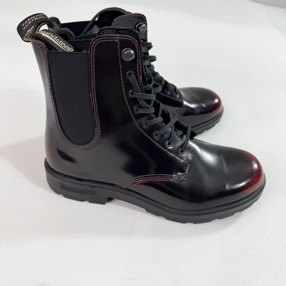 Blundstone Boots Wome Size 7 Black Leather Lace Up Chelsea Combat Ankle Workwear